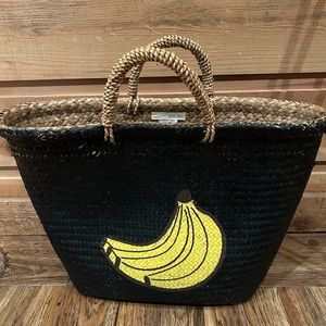 Straw Beach / Pool Bag with Banana Design